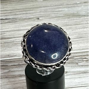 💕 Lapis gemstone ring stamped 925 silver plated size‎ 8